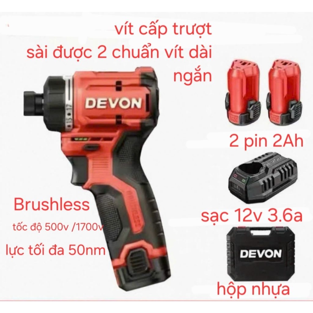 vít cấp trượt devon 12v bản đời mới (cell pin Samsung 20R)