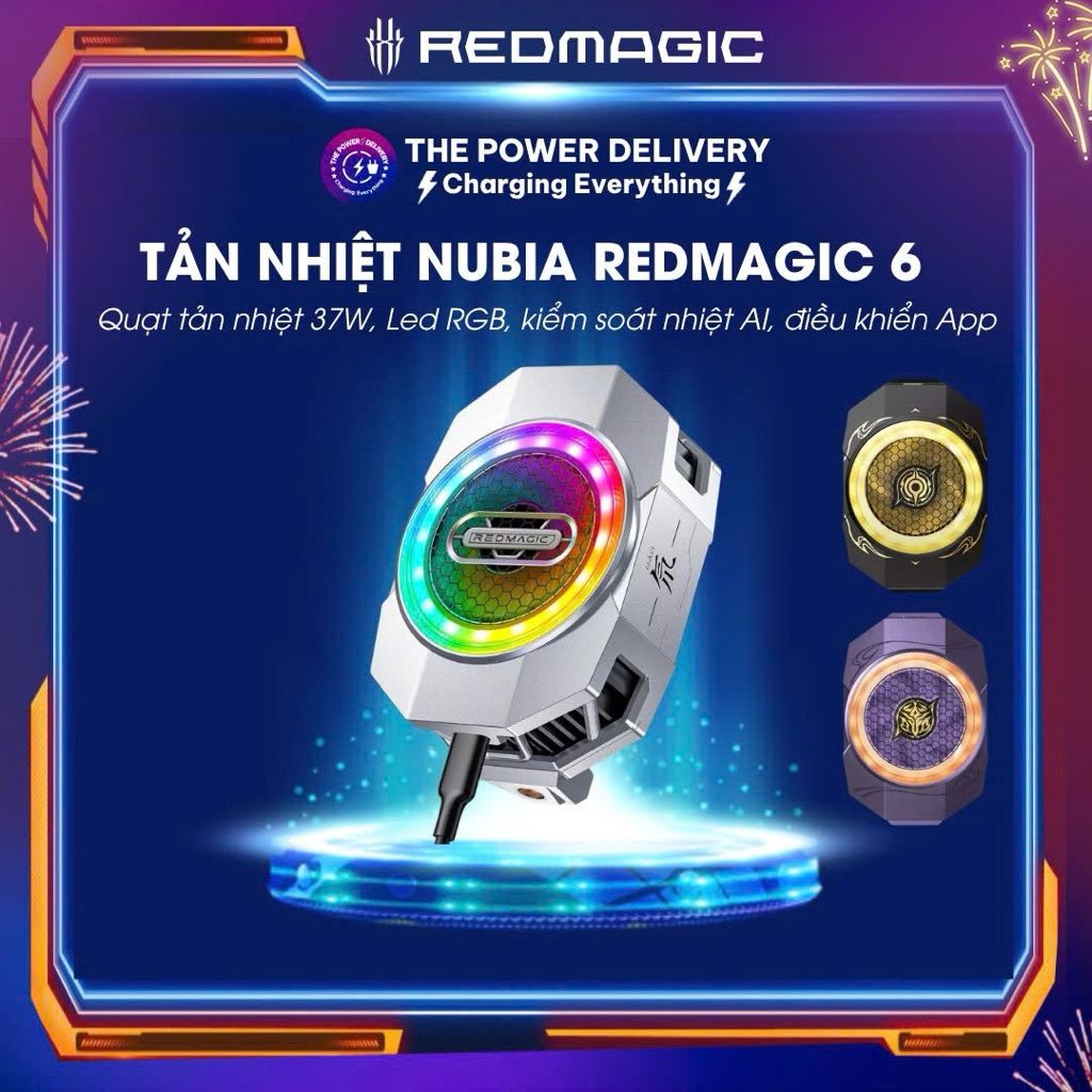 Quạt Tản Nhiệt Nubia RedMagic 6 Công Suất 37W, Led RGB, Kiểm Soát Nhiệt Bằng AI, Điều Khiển Qua App