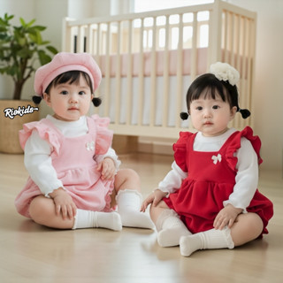   4-11kg  Body yếm len đỏ RIOKIDS RIOKIDS quần áo cho bé gái sơ sinhđầy tháng Lễ Tết Giáng SInh BD162 
