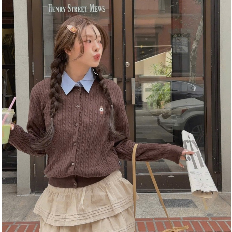 [auth 100%] Whoau Steve High Gauge Wool Cable Cardigan