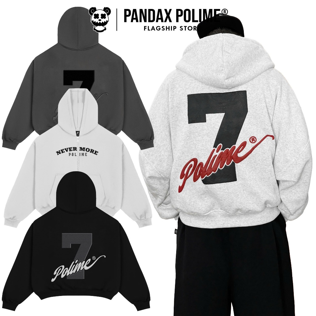 Hoodie zip dây kéo big boxy cánh dơi nỉ bông mỏng chống nắng unisex big size in nổi px pandax polime