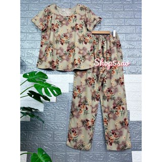  Đồ bộ tole trung niên Bộ lanh mặc nhà quần dài áo tay ngắn chất tole nhung cao cấp SHOP5SAO  có bigsize   50-80kg  