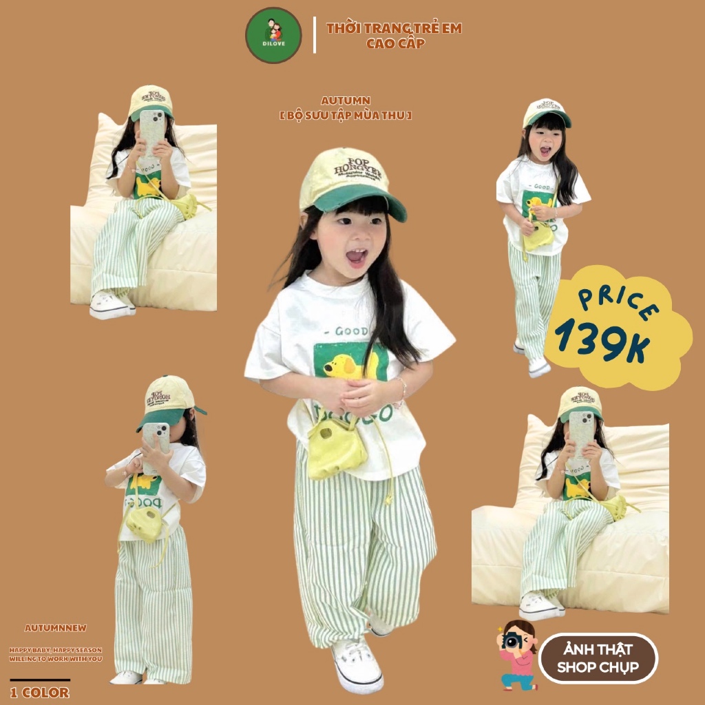 Bộ Quần Áo Ngắn Tay Cho Bé DILOVE Đồ bộ cho bé gầu hè Set bộ cho bé ngắn tay chất liệu Cotton Bộ quầ