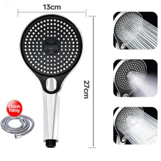  Vòi sen tăng áp cao cấp có lỗ thoát nước lớn và ba chế độ dòng nước kèm theo vòi sen bạc 1,5M miễn phí. 