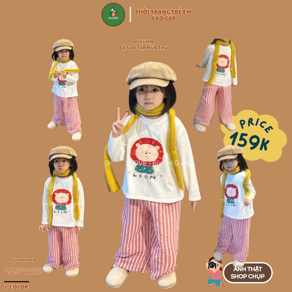 Bộ quần áo dài tay cho bé DILOVE Đồ bộ cho bé gái mùa thu Set bộ cho bé gái dài tay chất liệu Cotton