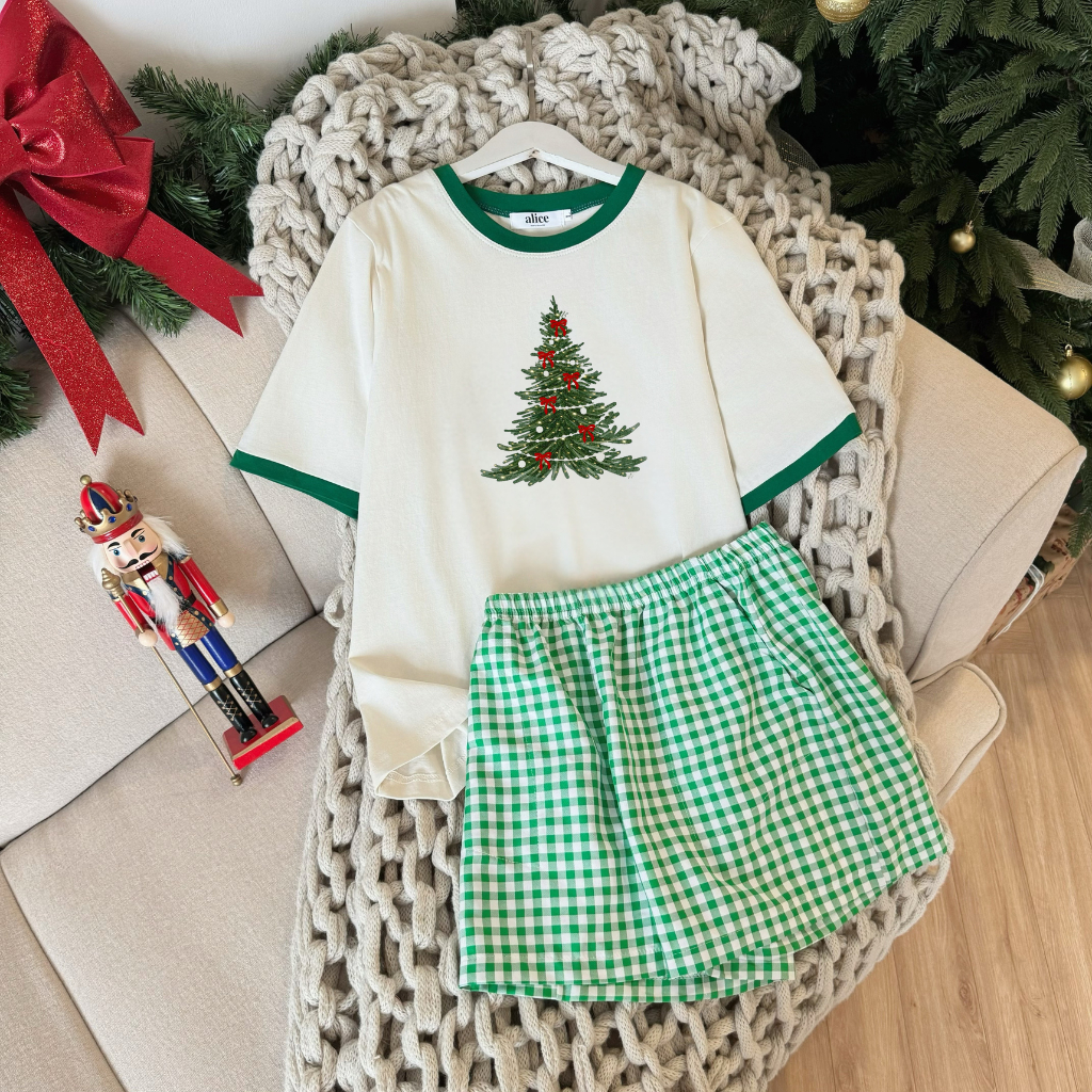 BST Noel 2025 - Bộ quần đùi giáng sinh xinh xắn NEONVN STUDIO - Bộ mặc nhà giáng sinh áo cotton 2c d