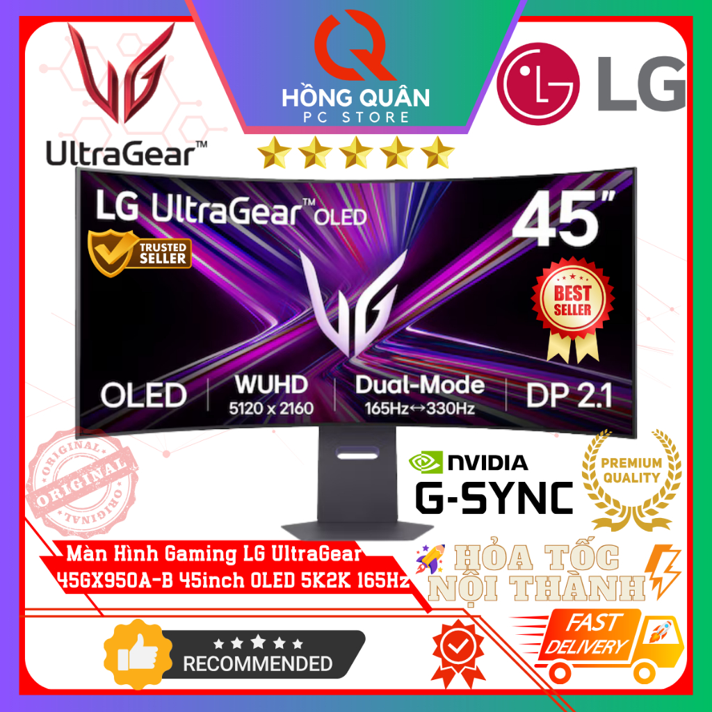 Màn Hình Gaming LG UltraGear™ 45GX950A-B 45inch 5K2K OLED (WUHD 165Hz - WFHD 330Hz / 0.03ms / USB-C 