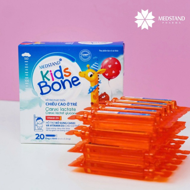 Ống Kids Bone Medstand bổ sung Canxi, vitamin D3 cho cơ thể, giúp xương, răng chắc khỏe, phát triển 