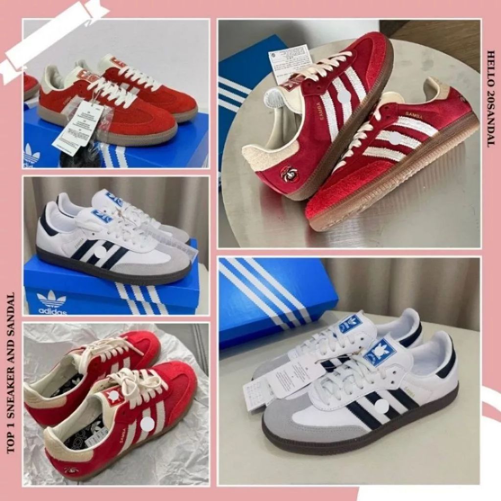 Giày Sneaker Samba,Giày Thể Thao Samba Trắng Đỏ Phong Cách Thời Trang Nam Nữ Full Box