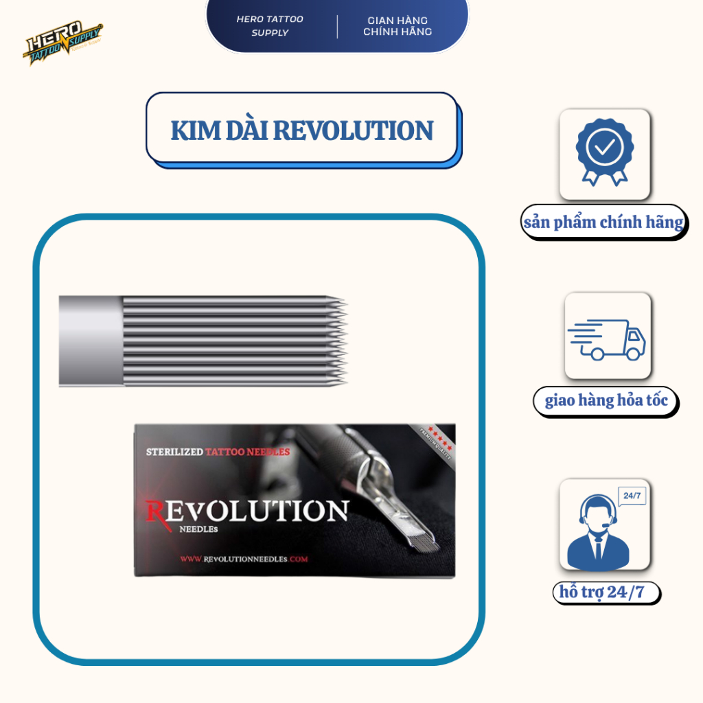 Kim dài truyền thống REVOLUTION NEEDLES - kim xăm siêu bén - kim dài máy xăm tattooo