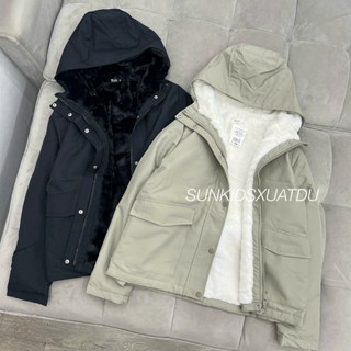   HÀNG DƯ XỊN  Áo khoác Nam Nữ Mũ Kaki chống thấm lót lông mềm 