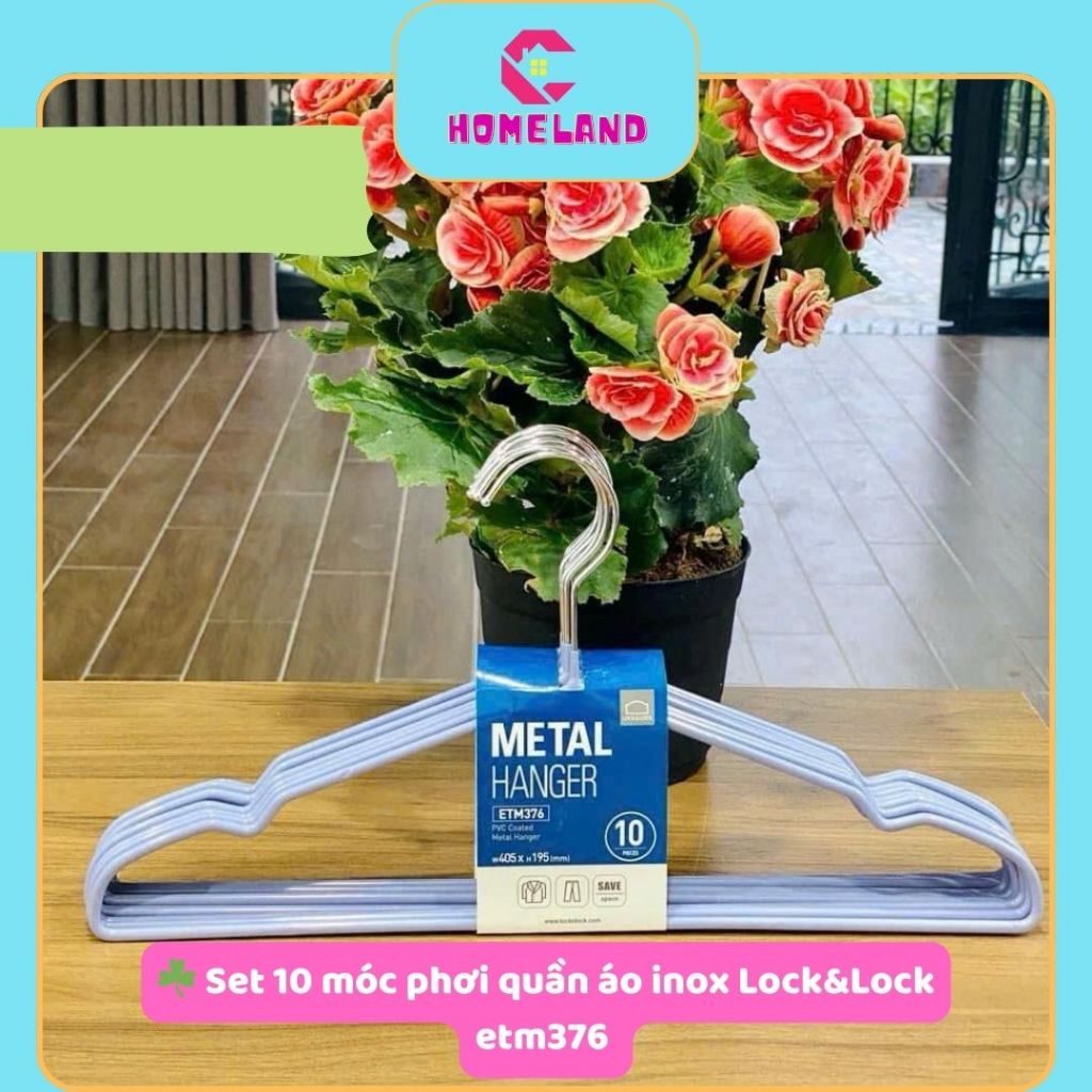 HOMELAND Set 10 móc phơi quần áo inox Lock&Lock etm376