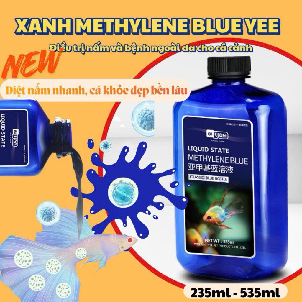 Xanh Methylene Blue Yee - Điều trị nấm và bệnh ngoài da cho cá cảnh , an toàn hệ vi sinh - 235ml , 5