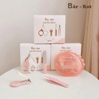 Bộ Bấm Móng Tay Bar Rot 4 Chi Tiết An Toàn Cho Bé kèm hộp đựng sử dụng cho bé từ sơ sinh Bar-rot