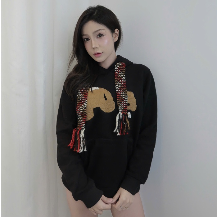 🔥Mania_store//Áo Hoodie Unisex PALM BEAR – Thêu Gấu Nâu Cute, Dây Mũ Len Đan Cực Chill, Nỉ Bông Dày 