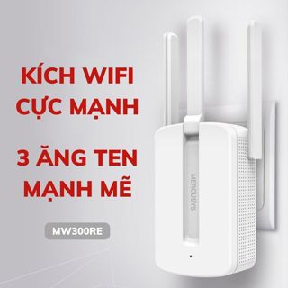  Bộ kích sóng wifi Mercusys MW300re 3 râu - Cục thu phát mở rộng hút sóng wifi cực mạnh VDS shop 