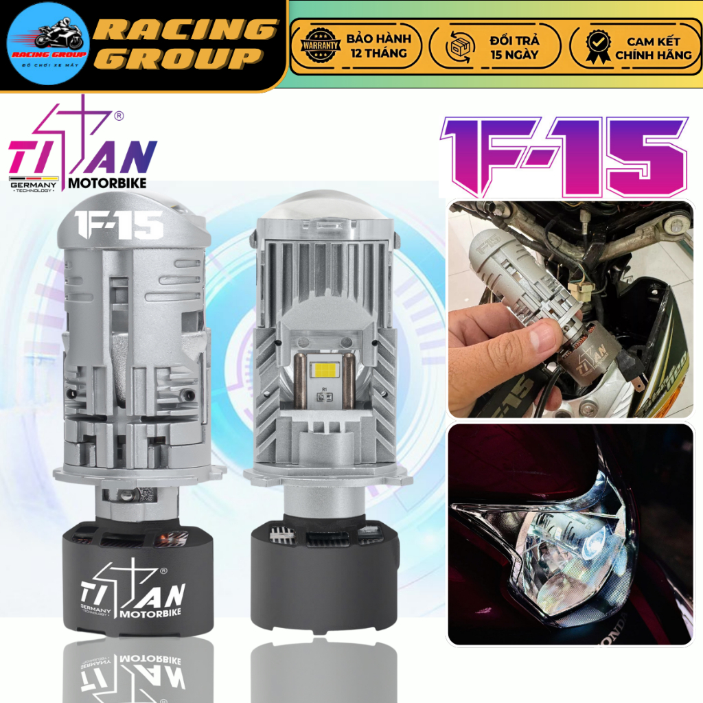 Đèn Pha Titan F15 Bi Led Siêu Sáng Công Suất 50W Chính Hãng Nhiệt Màu 5500K Cao Cấp Bảo Hành 1 Năm