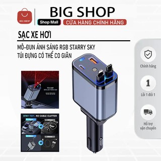 Sạc xe hơi C6 tích hợp đèn LED trên trần, sạc nhanh 4 trong 1 120W với cổng USB-C và cổng Apple, tương thích với phụ kiệ