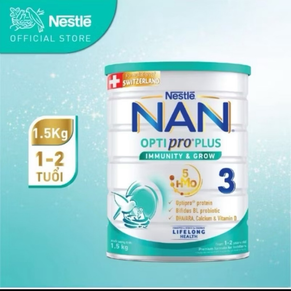 Sữa Bột Nan Optipro Plus 3 1,5Kg 5HMO Giúp Bé Phát Triển Toàn Diện (DATE MỚI)