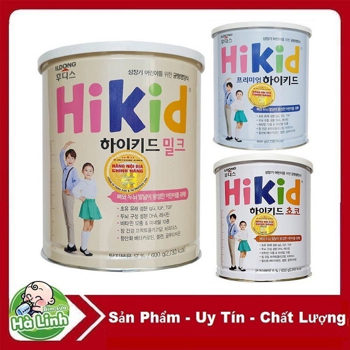 Sữa bột Hikid vani, Socola, Premium 600g.[HSD mới nhất]