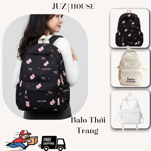 Balo thời trang ulzzang in chữ Hello đi học đi làm unisex phong cách Hàn Quốc