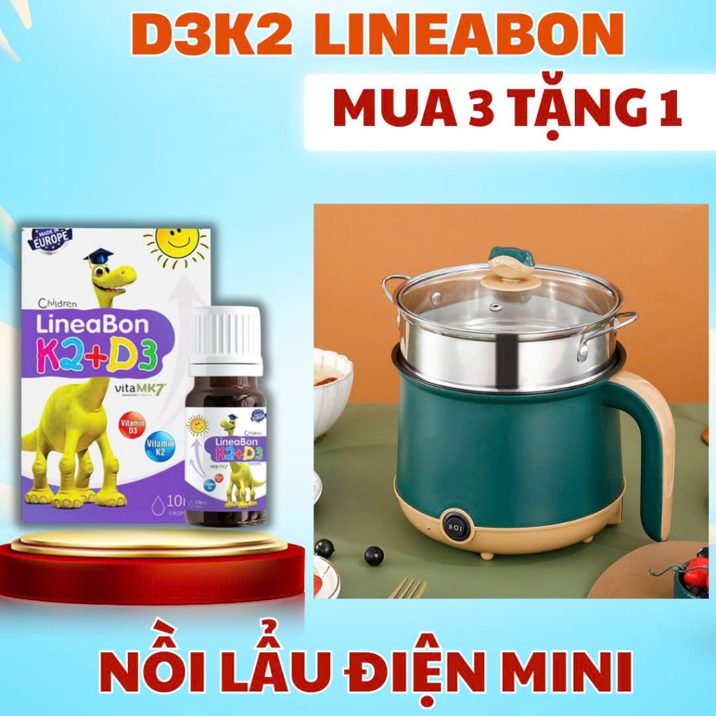 D3 K2 Lineabon bổ sung vitamin d3 cho trẻ sơ sinh, giảm còi xương d2k3, tăng chiều cao Date t10-2026