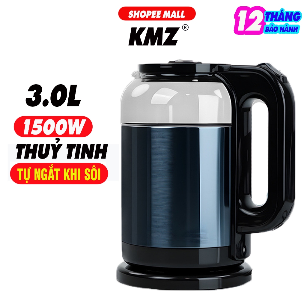 [BH 1 NĂM] Ấm đun siêu tốc, Bình đun nước thủy tinh siêu tốc 2.8L công suất 1500w