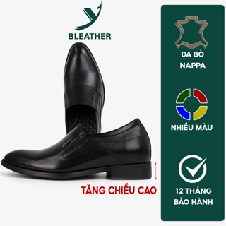 Giày da nam tăng chiều cao da bò nappa cao cấp giày lười màu đen G111- hộp sang trọng -BH 12 tháng 