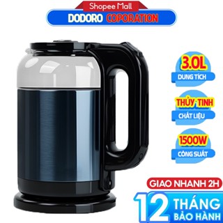  BH 1 NĂM  Ấm đun siêu tốc Bình đun nước thủy tinh siêu tốc 2.8L công suất 1500w 
