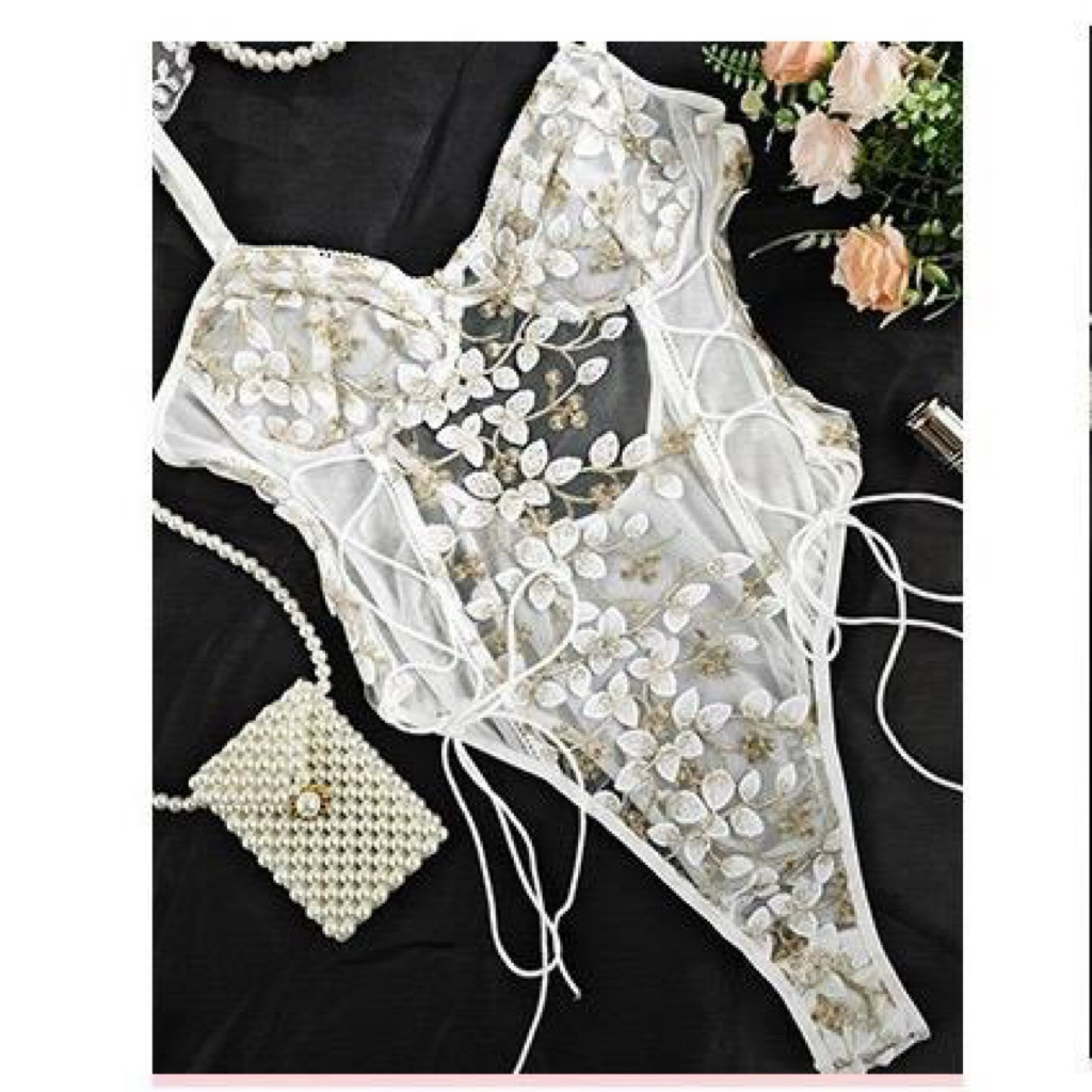 Bộ Liền Thân Ren Lưới Thêu Hoa Quyến Rũ Có Thể Phối Mặc Dạo Phố BS043 | BigBuy360 - bigbuy360.vn
