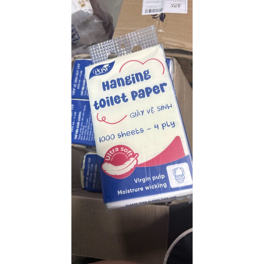 Giấy vệ sinh rút đáy Posy 1000 tờ 4 lớp mềm dai , thấm hút và an toàn cho da.