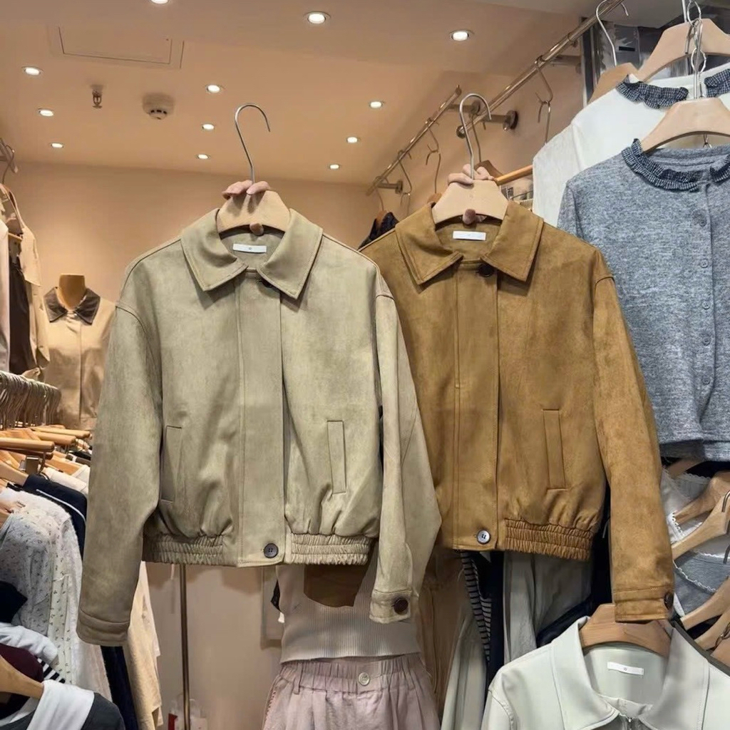 HYERI - Áo Khoác Bomber Da Lộn Form Cứng + Hàng QC 100%