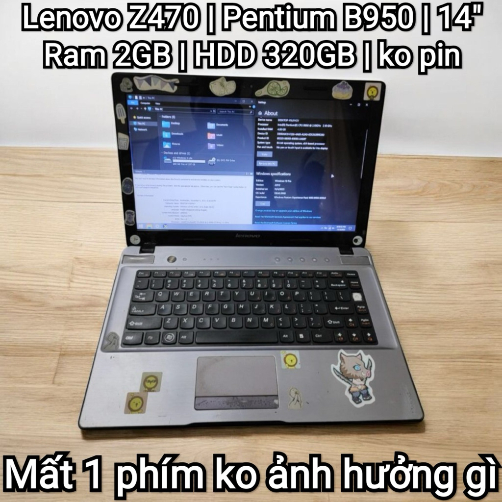 [Đã qua sử dụng] Laptop IdeaPad Z470 | Pentium B950 | Ram 2GB | HDD 320GB | Màn 14.1”