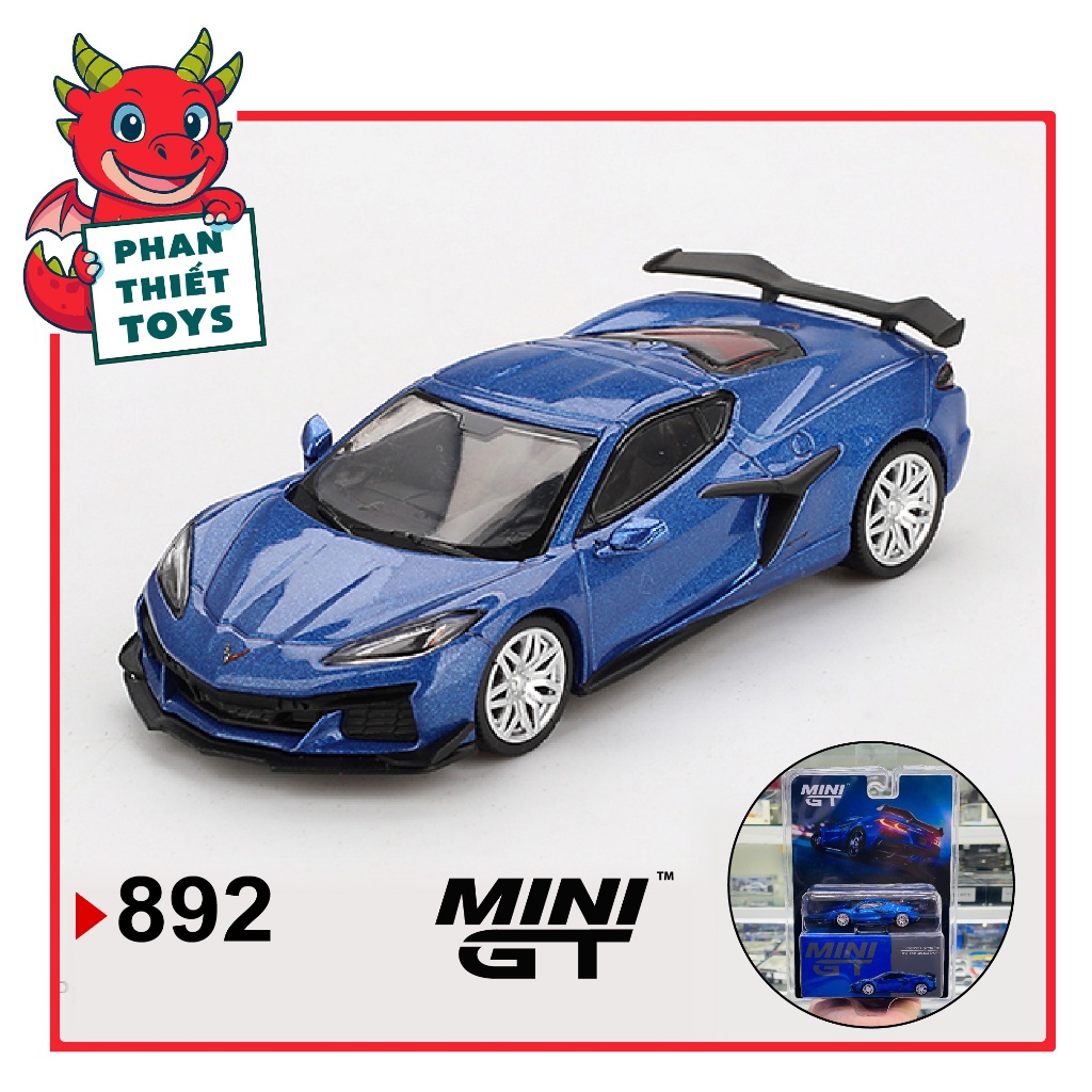 Mô hình xe Chevrolet Corvette Z06 2023 Elkhart Lake Blue Metallic bằng kim loại tỉ lệ 1:64 MGT00892 