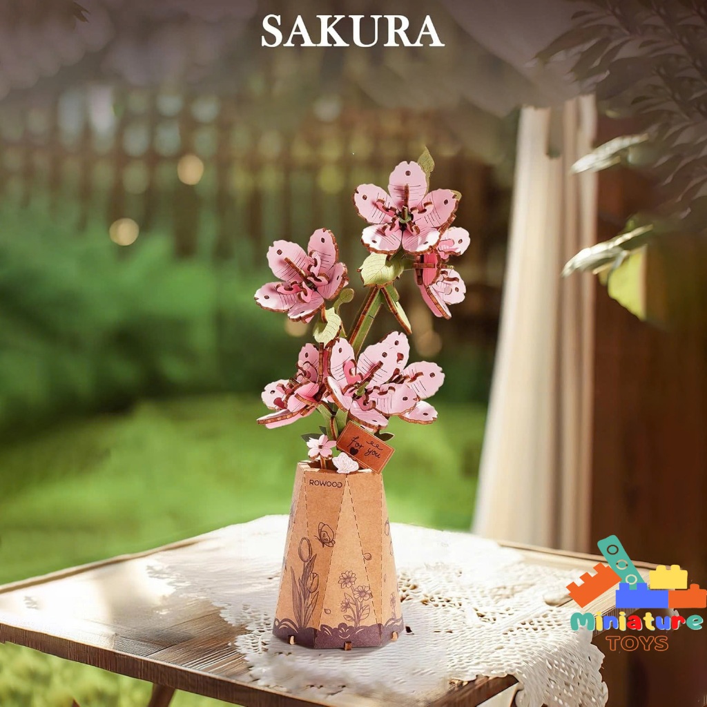 Mô hình hoa gỗ tự lắp ghép 3D DIY Robotime Rowood | Sakura Wooden Flower Puzzle TW101