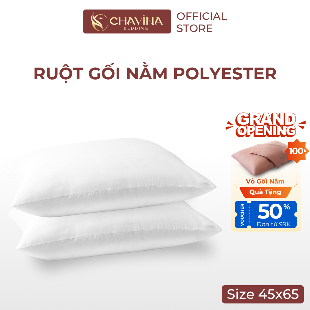 Ruột Gối Nằm Size 45cmx65cm Chavina Bedding Sợi Gòn Polyester Cao Cấp Vỏ Bọc Cotton Cao Cấp Êm Dịu