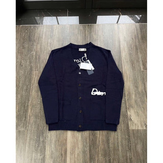 ⚡️[Hight Quality] Hàng Có Sẵn!! Áo Khoác Len Cardigan D100 Dark Blue With My Friends - Họa Tiết Chữ Thêu Đơn Giản Nam Nữ