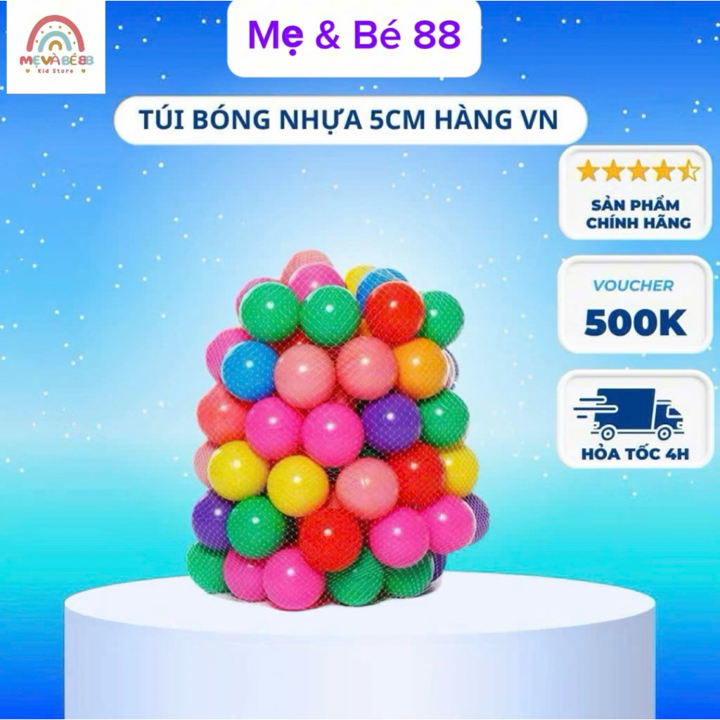 Bộ 100 quả bóng nhựa mềm an toàn cho bé, kích thước 5,5 đủ màu sắc cho bé vui chơi