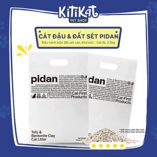 Cát vệ sinh cho mèo Pidan đậu nành mix đất sét 6L - 2.4KG - Khử mùi hiệu quả, ít bụi, thấm hút cao