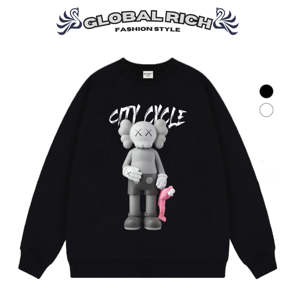 Áo Sweater Global Rich Premium Nỉ Kaws Gone City Cycle