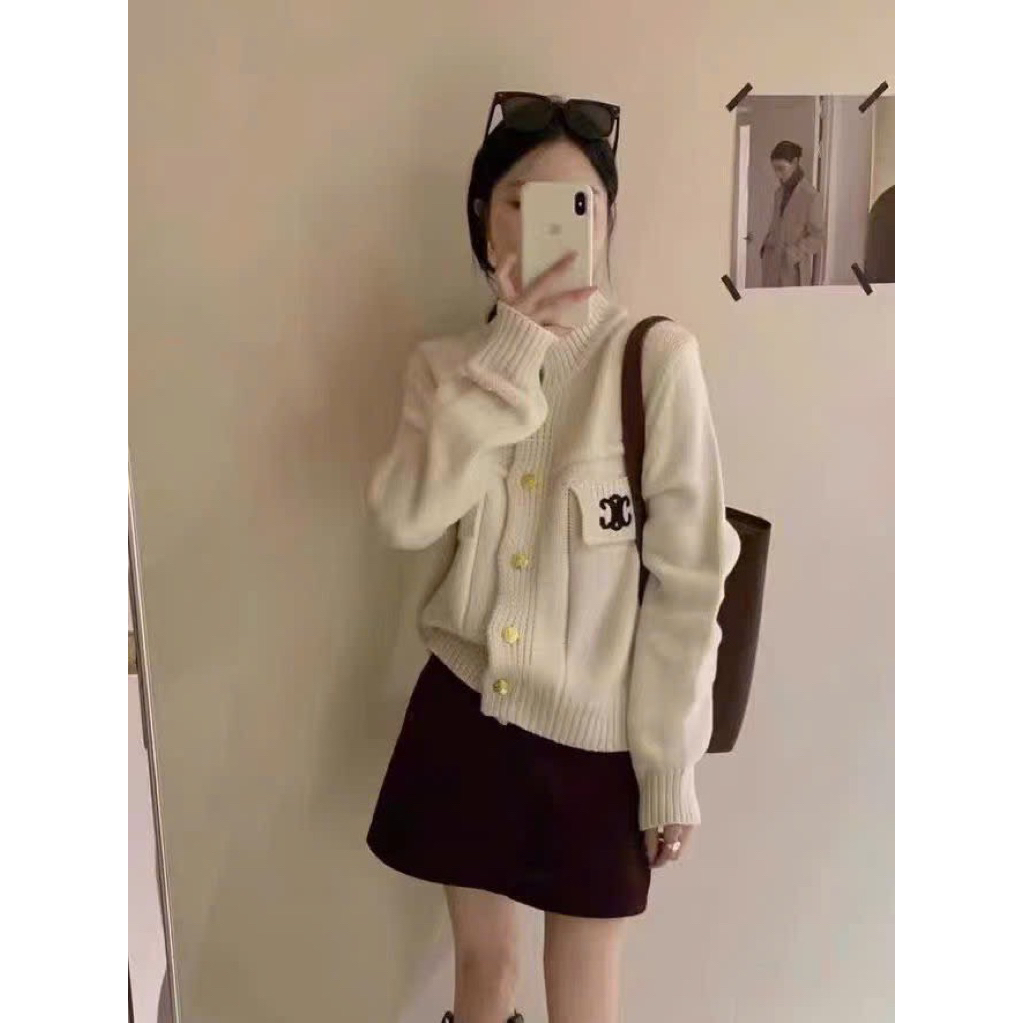 Áo khoác len thêu chữ 00102 CHERRY COCO