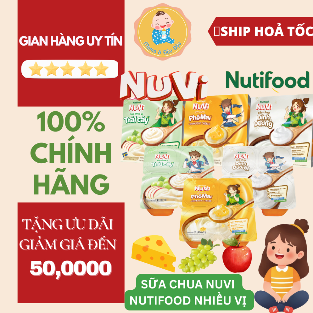 [DATE XA] Sữa chua Nuvi Nutifood vị trái cây, phô mai giàu dinh dưỡng cho bé