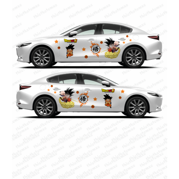 Tem xe Dragon ball, Songoku dán ô tô, dán mọi màu xe, nhiều mẫu tùy chọn, decal chuyên dụng ô tô