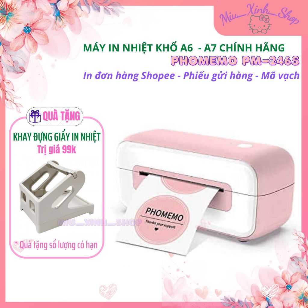 💞Chính hãng💞 Máy in nhiệt Phomemo PM-246S PM-241BT TP-150BT in đơn hàng shopee, mã vạch, mã QR, phiế