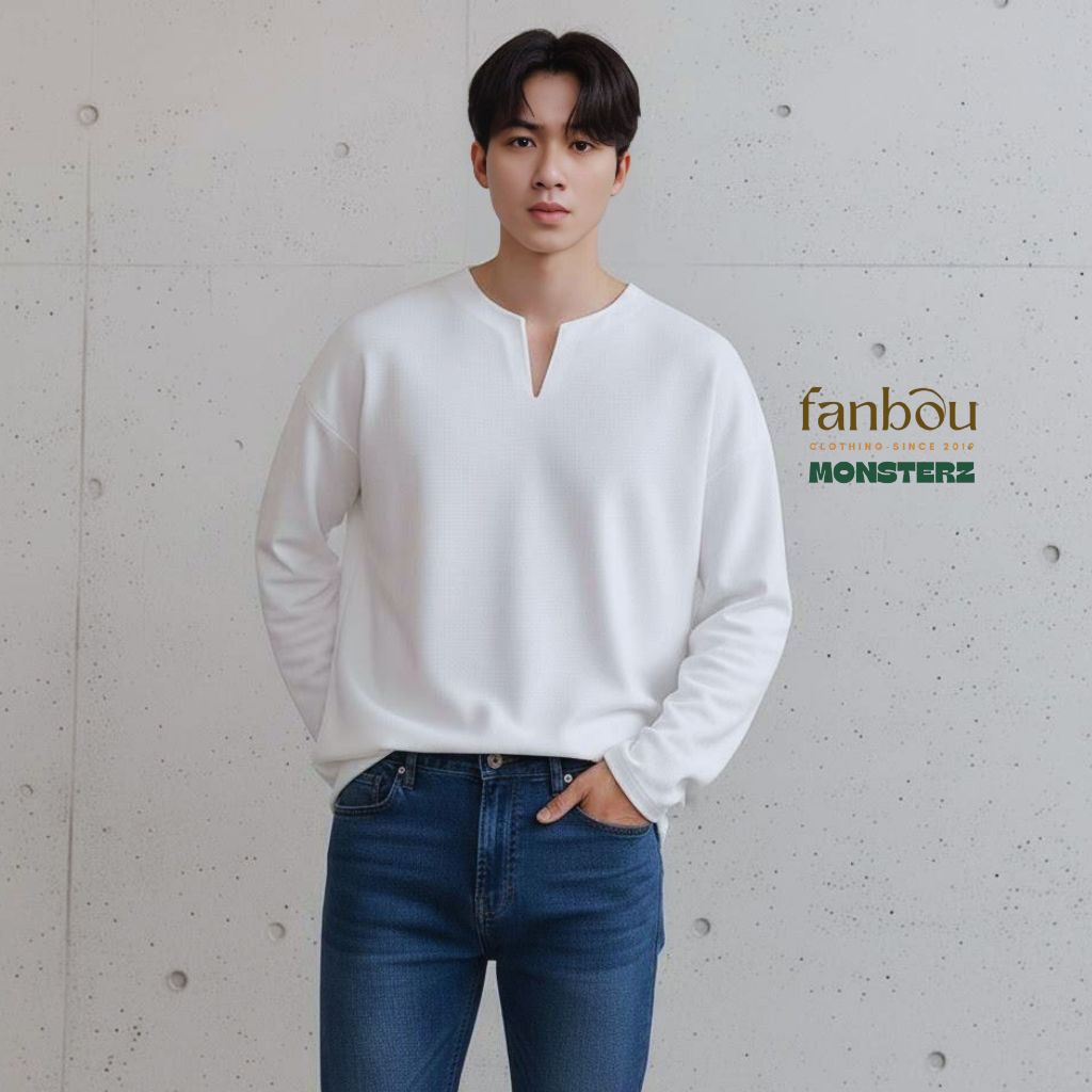 Áo Thun Nam Kiểu Cổ V Tay Dài Style Hàn Quốc FAN004 _ Fanbou