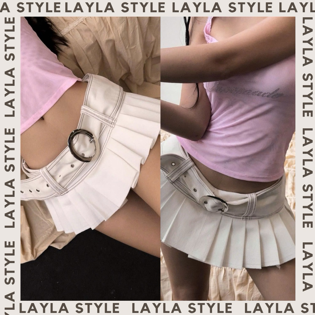 Laylastyle chân váy y2k tặng kèm dây nịt style Hàn Quốc