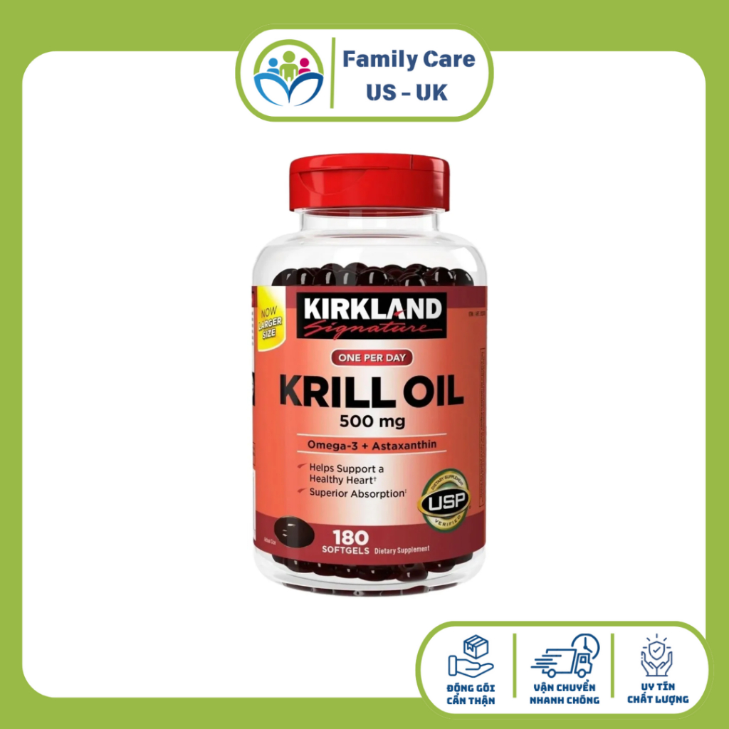 Dầu nhuyễn thể Kirkland Krill Oil 500mg của Mỹ