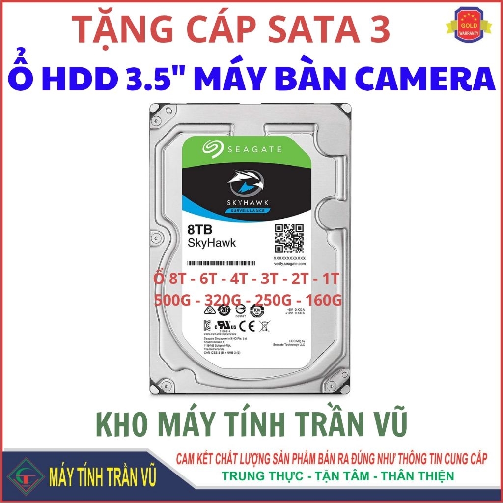 [GIẢM SỐC] Ổ cứng HDD 8T, 6T, 4T, 3T, 2T, 1T Sata 3,5 inch dùng cho máy bàn camera tặng cáp Sata 3