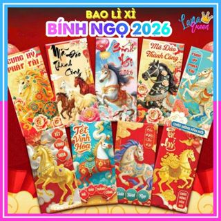10 Bao Lì Xì Tết 2026 Bính Ngọ Giá Sỉ Rẻ Tết Độc Lạ Màu Đỏ Đẹp Hoạt Hình Con Ngựa Cute Dễ Thương Thần Tài - Lana Queen