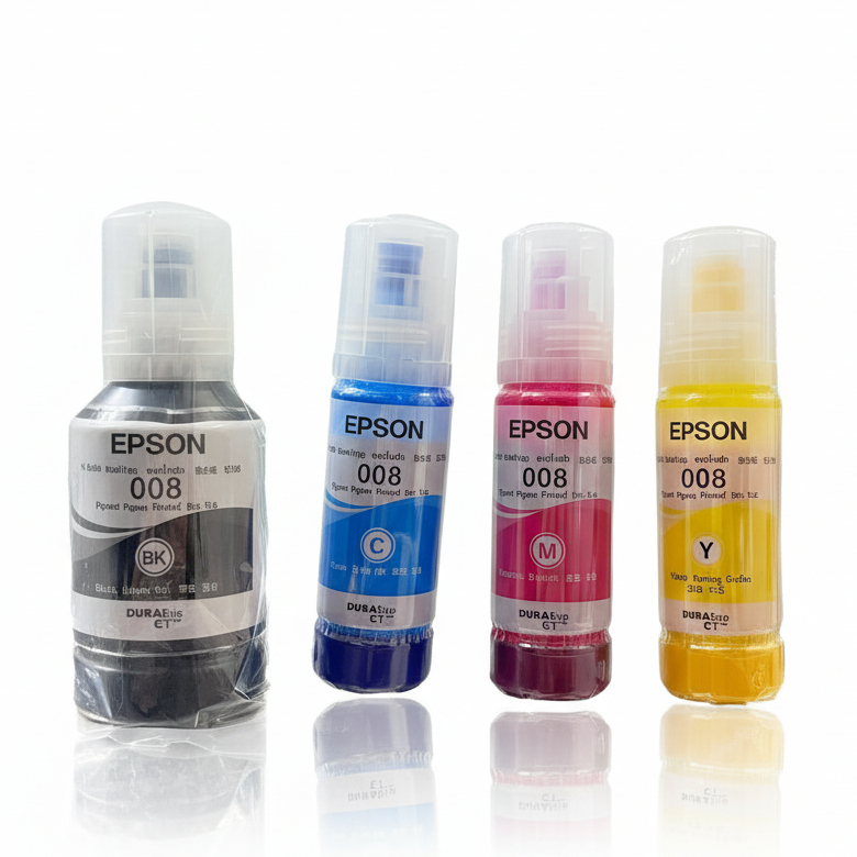 Bộ mực Epson 008 Đen, Xanh, Đỏ, Vàng – Cho máy L15150/ L6490 (chính hãng)